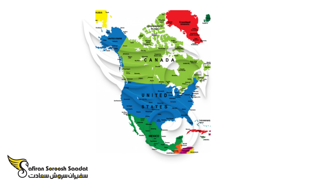 موقعیت جغرافیایی قاره آمریکای شمالی