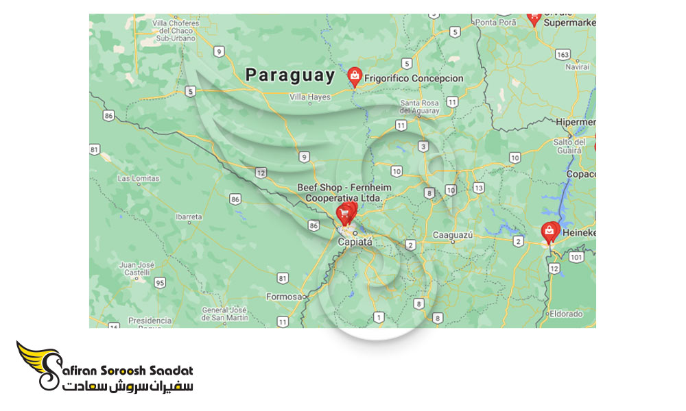 توزیع ناهمگون سوپرمارکت های حلال در کشور پاراگوئه