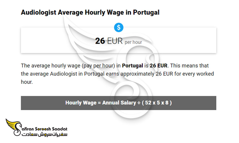 متوسط دستمزد ساعتی متخصصان شنوایی سنجی در پرتغال