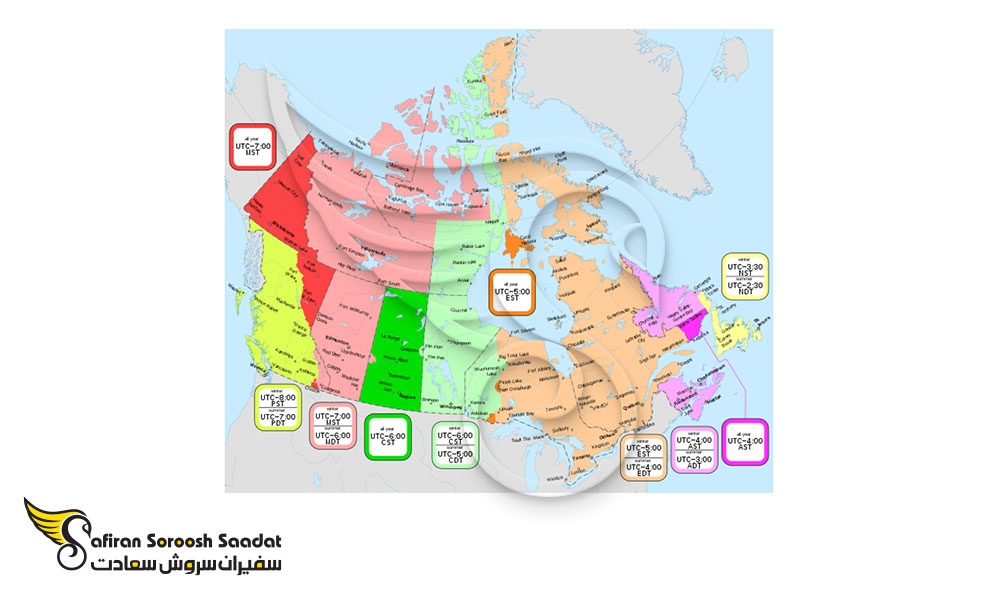 مناطق مختلف زمانی کانادا
