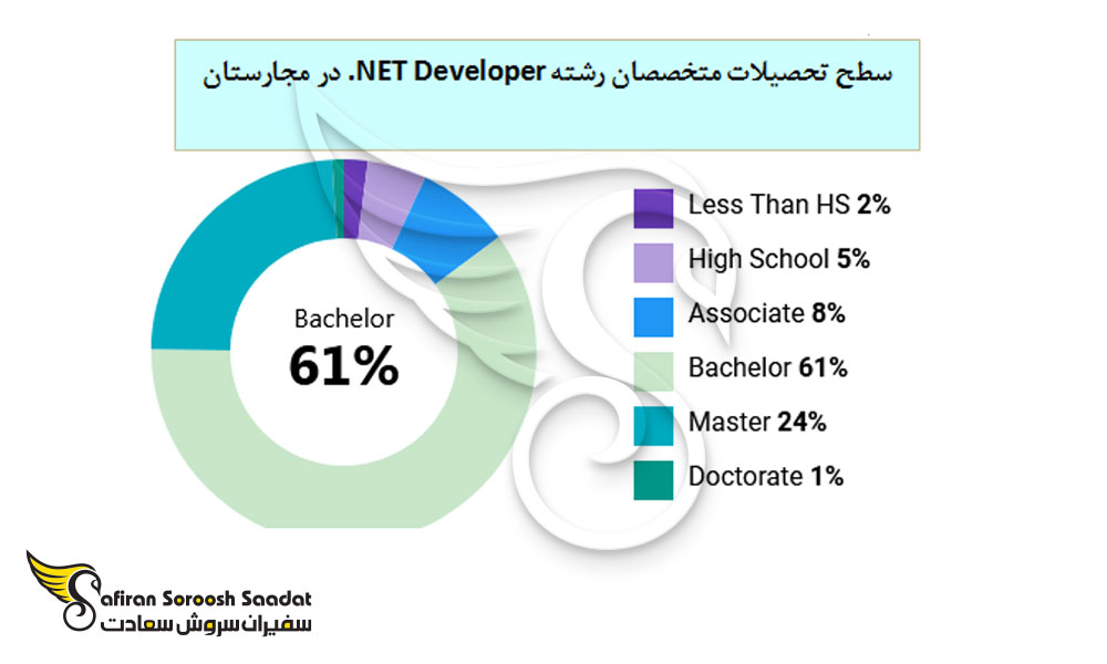 سطح تحصیلات متخصصان رشته NET Developer. در مجارستان